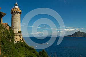 The lighthouse on the harbour of Portoferraio, Elba