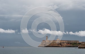 Lighthouse in Havana, Cuba. Morro Castle in background.