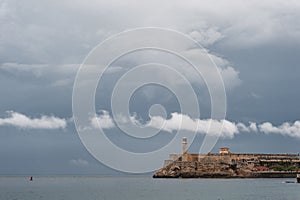 Lighthouse in Havana, Cuba. Morro Castle in background.