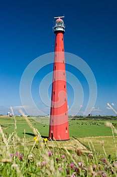 Lighthouse in Holland on the seashore