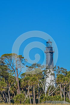 This Lighthouse is on Hunting Island. A Barrier Island on the Atlantic Ocean, Beaufort County, South Carolina