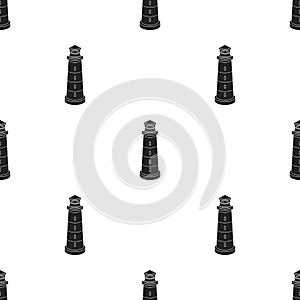 Lighthouse icon in black style isolated on white background. Light source pattern stock vector illustration