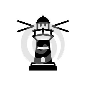 Black solid icon for Lighthouse, light and tower