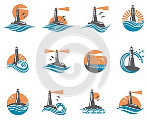 Lighthouse icon set