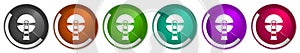 Lighthouse icon set, navigation, sea silver metallic chrome border vector web buttons in 6 colors options for webdesign