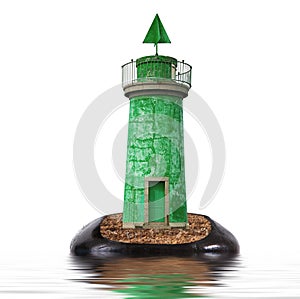 Lighthouse in stone on white background