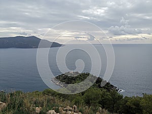 Lighthouse on the island. Kizil Ada islands. Lighthouse on the Kizil Ada island.