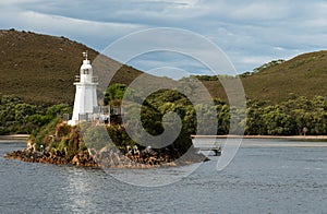 Lighthouse on an island in Macquarie Harbour