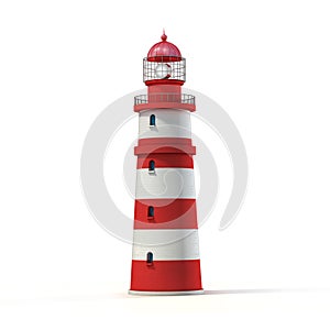 Lighthouse isolated on white 3d illustration