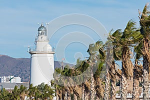 Lighthouse `La Farola de Malaga` in Malaga, Spain photo