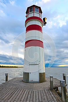 Lighthouse at Lake Neusiedl. Autumn at lake Neusiedler See