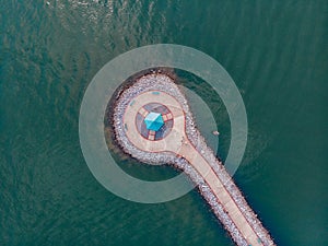 Lighthouse landing island overlook by DJI mavic mini photo