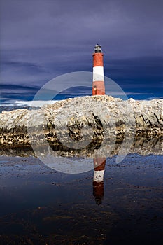 Lighthouse Les eclaireurs in Beagle Channel in the evening photo