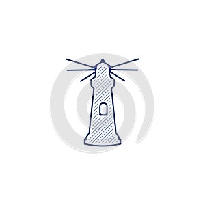 Lighthouse line icon. lighthouse linear hand drawn pen style line icon