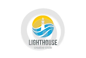 Lighthouse Logo circle abstract design vector