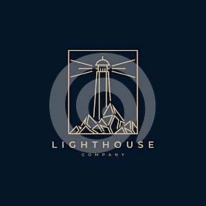 Lighthouse logo design vector template. Beacon symbol illustration