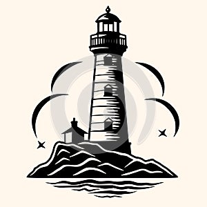 Lighthouse logo formed with simple and modern shape, drawing elegant minimalist style