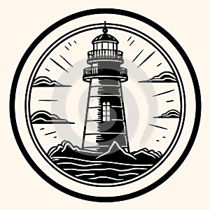 Lighthouse logo formed with simple and modern shape, drawing elegant minimalist style