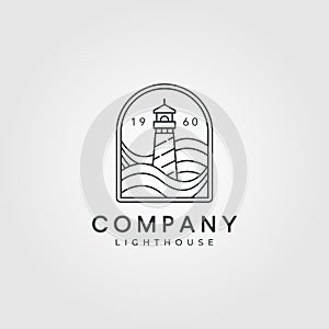 Lighthouse logo line art vector illustration design, minimalist lighthouse logo