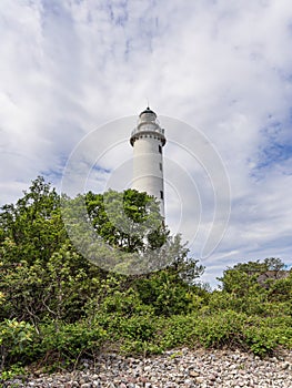 The lighthouse LÃ¥nge Erik on shore of the Baltic Sea on the island Ã–land in Sweden