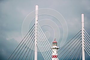 Lighthouse in Malmo, Sweden, city landscape