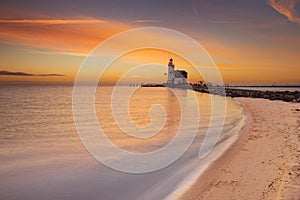 Lighthouse of Marken in The Netherlands at sunrise