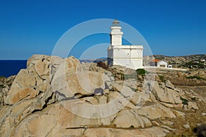 Lighthouse at the Mediterranean Sea shore