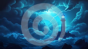 A lighthouse in the middle of the ocean (AI Generated