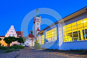 Lighthouse at the Molo in Sopot at night