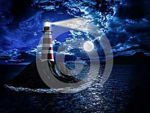 Lighthouse at moonlight