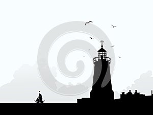 Lighthouse at Morning silhouette photo