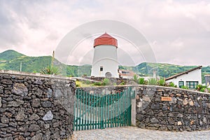 Lighthouse in Mosteiros on the island of Sao Miguel in the Azores, Portugal