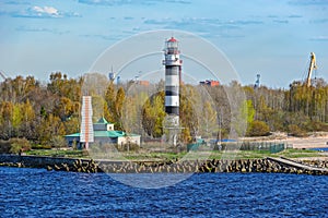 Lighthouse in the mouth of Daugava river