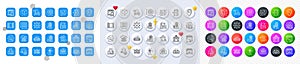 Lighthouse, Moving service and Radiator line icons. For web app, printing. Line icons. Vector
