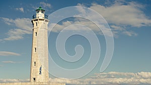 Lighthouse near Gythio against blue sky