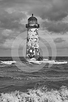 The lighthouse on the nearby beach and the Talacre Beach