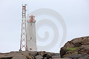 Lighthouse next to Nato base in Stokksnes peninsula, Iceland