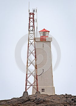 Lighthouse next to Nato base in Stokksnes peninsula, Iceland