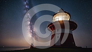 lighthouse at night lighthouse is actually a giant telescope that is used to observe the stars and planets at night