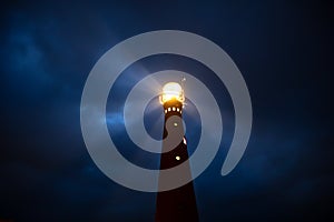 Lighthouse at night on Schiermonnikoog