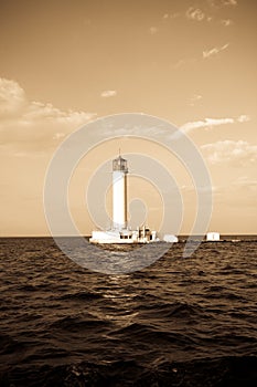 Lighthouse in Odessa Ukraine, photo in vintage sty photo