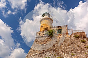 Lighthouse on Old Fortress, Kerkyra, Corfu, Greece photo