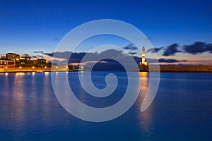 Lighthouse of the old Venetian port in Chania, Crete