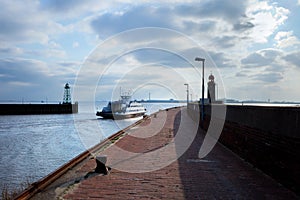 Lighthouse over blue sky in Bremerhaven photo