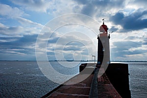 Lighthouse over blue sky in Bremerhaven photo