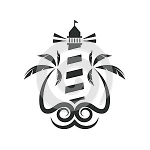 Lighthouse palm tree icon  vector illustration concept design