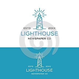 Lighthouse Paper Tower Logo Design Template