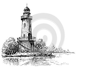 Lighthouse pencil drawing