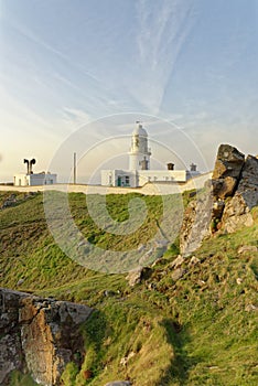 Lighthouse Pendeen Lighthouse, St Just, Cornwall, England, Great Britain