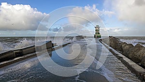 Lighthouse on the pier of Ijmuiden in the Netherlands